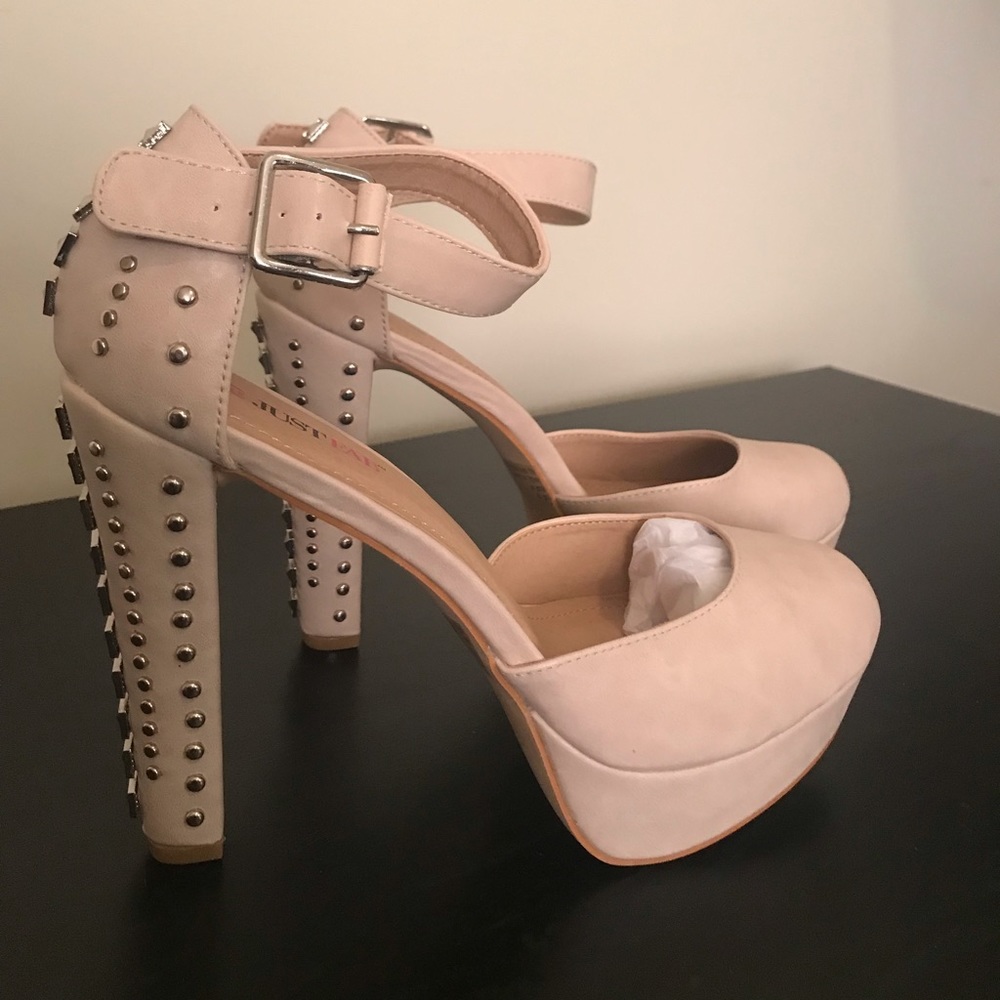 Cream Studded JustFab Heels